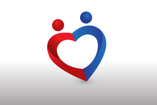 Couple love heart shape image logo