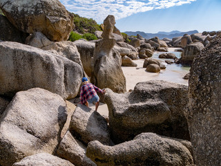 Large boulder rocks on beach