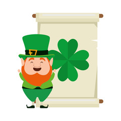 leprechaun with pachment and clover