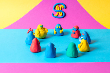Obraz premium group therapy, plasticine figurines
