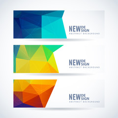 Vector design template set of banner or header with rainbow triangle colorful background