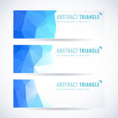 Blue abstract triangle background vector design template set of banner, header for website
