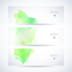 Vector design template set of banner, header for website with nature green triangle abstract background