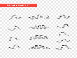 Silver confetti celebration. Ribbon serpentine, isolated with transparency background effect.