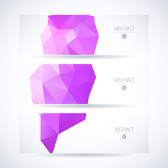 Fototapeta premium Vector design template set of banner, header for website with modern purple triangle abstract background