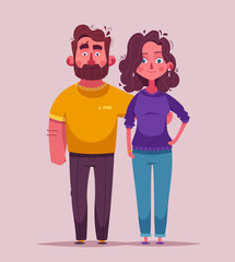 Happy couple in love. Character design. Cartoon vector illustration