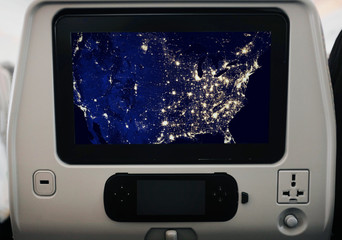 Airplane screen mockup with a power outlet