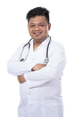 Fototapeta premium portrait of a doctor crossed hands look at the camera