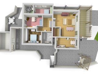 Color floor plan for marketing