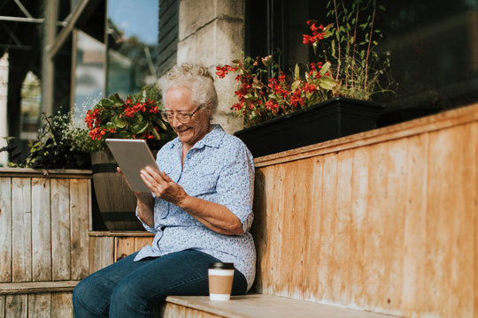Senior woman using a digital tablet