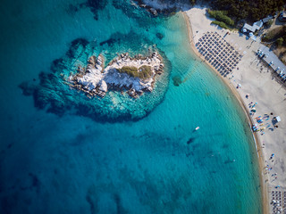 Beautiful beach top aerial view drone shot