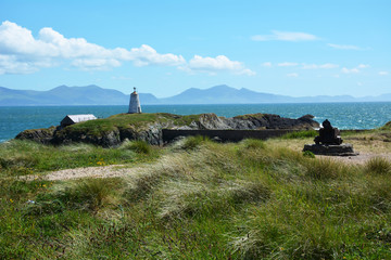Stunning views across Llanddwyn Island and across to the mountains of Snowdonia