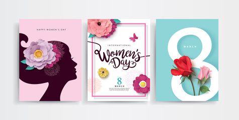 Set of Happy Women's Day poster design