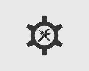 Mechanical and Technical Service Icon in Gray Background.