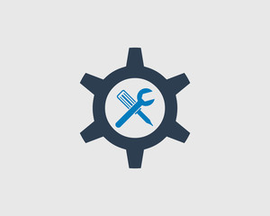 Mechanical and Technical Service Icon in Gray Background.