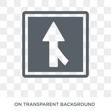 Merging sign icon. Trendy flat vector Merging sign icon on transparent background from traffic sign collection. High quality filled Merging sign symbol use for web and mobile