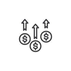 Increase Profit Chart line icon. linear style sign for mobile concept and web design. Business, Profit rising outline vector icon. Dollar rate increase symbol, logo illustration. Pixel perfect vector