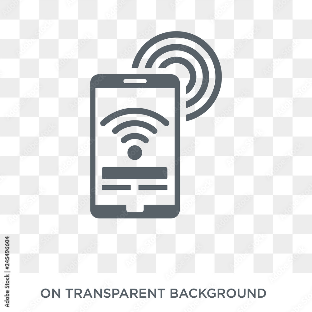 Poster near field communication icon. trendy flat vector near field communication icon on transparent backg