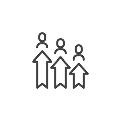 Employee rank line icon. linear style sign for mobile concept and web design. People and arrows outline vector icon. Symbol, logo illustration. Pixel perfect vector graphics