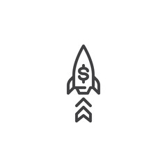 Startup rocket line icon. linear style sign for mobile concept and web design. Project Launch outline vector icon. Symbol, logo illustration. Pixel perfect vector graphics