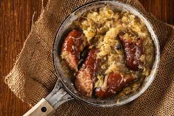 Sauerkraut braised with sausages