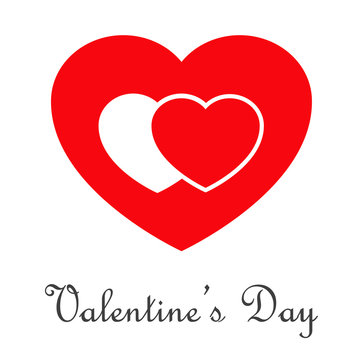 Logotipo abstracto Valentine's Day con corazón en color rojo con corazón en espacio negativo