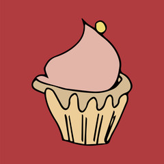 cake. vector illustration on red background