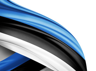 Estonia flag of silk with copyspace for your text or images and white background-3D illustration