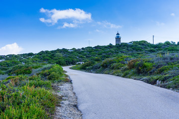 Greece, Zakynthos, Road to skinari lighthouse at zakynthos island north cape
