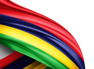 Obraz premium Mauritius flag of silk with copyspace for your text or images and white background-3D illustration