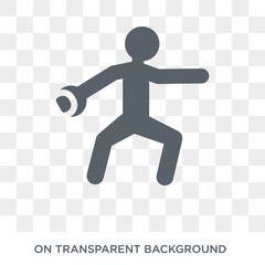 discus throw icon. Trendy flat vector discus throw icon on transparent background from sport collection. High quality filled discus throw symbol use for web and mobile