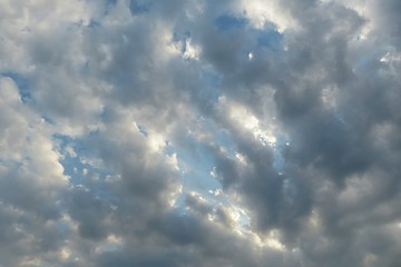Beautiful cumulus clouds in blue sky, natural background