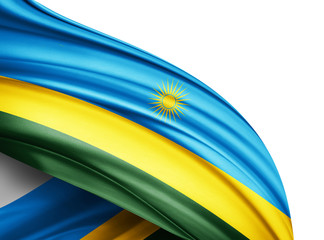Rwanda flag of silk with copyspace for your text or images and white background -3D illustration