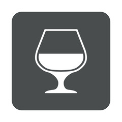 Icono plano copa de coñac en cuadrado gris