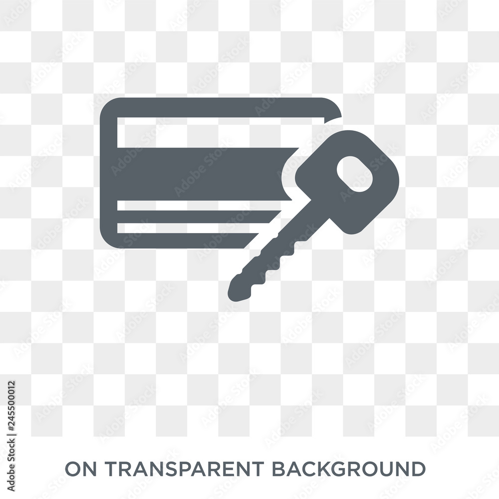 Poster key card icon. trendy flat vector key card icon on transparent background from smart home collection