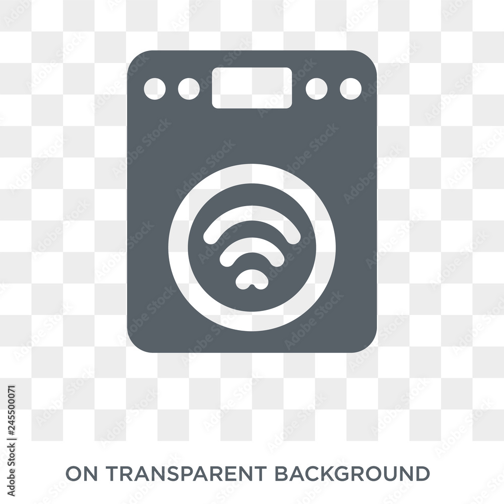 Poster washer machine icon. trendy flat vector washer machine icon on transparent background from smart hom