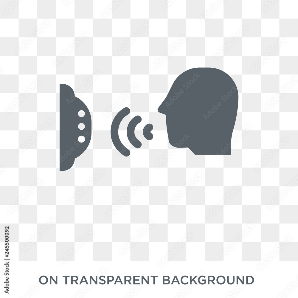 Poster voice control icon. trendy flat vector voice control icon on transparent background from smart home 