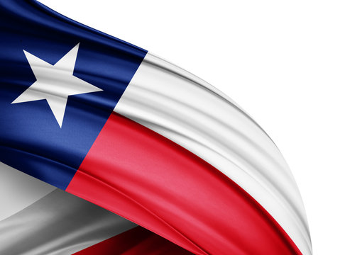 texas flag of silk with copyspace for your text or images and white background-3D illustration