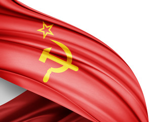 Ussr flag of silk with copyspace for your text or images and white background-3D illustration