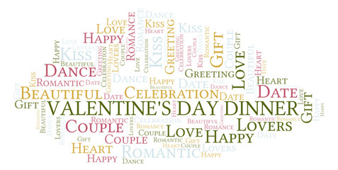 Obraz premium Valentine's Day Dinner word cloud.