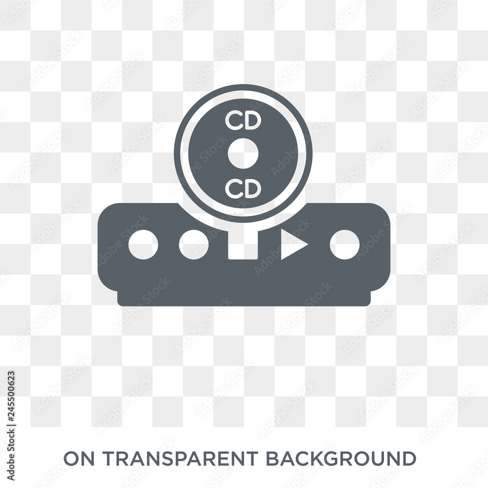 Poster cd player icon. trendy flat vector cd player icon on transparent background from smart home collecti