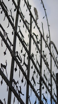 Cultural fence on background of blue sky