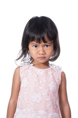 serious expression of a asian female toddler