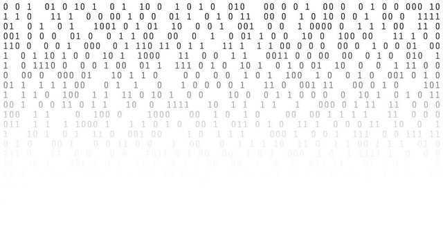 01 or binary numbers on the computer screen on monitor matrix background, Digital data code in hacker or safety security technology concept. Abstract illustration