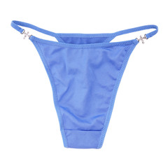 ladies underwear blue rhinestone thong. isolated on white background.