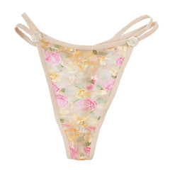 transparent thong with floral pattern. isolated on white background.