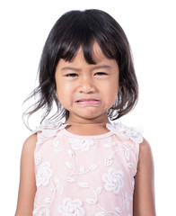 mad and sad kid isolated over white 