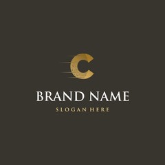 Letter C Gold Texture Abstract Creative Business Logo	