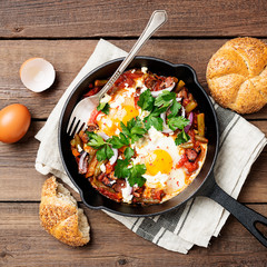 Shakshuka, Fried Eggs in Tomato Sauce for breakfast.