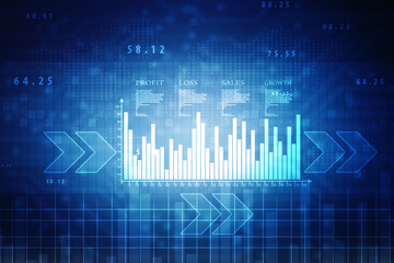 2d rendering Stock market online business concept. business Graph 